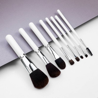 8pcs new white brush set custom logo travel mini brush kit Natural Bristle Facial Mask Fan Brush