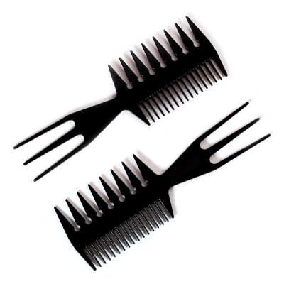 Salon Barbers Comb 3 in 1 Fish Tail Bone Shape Hair Extensions Styling Detangling Coloring Comb for Slicked-back Undercut