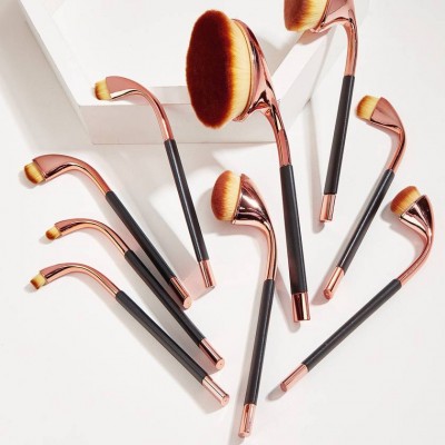 Makeup Brushes Set 10Pcs Professional Oval Foundation Contour Powder Blush Conceler Eyeliner Blending Brush New Fashion