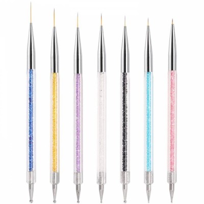 Nail Art Liner Brushes 7Pcs Double Ended Nail Design Brush with Dotting Pen Nails Art Drawing Tools